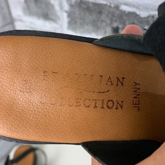 Vintage 90s Fishermans Sandals Black Leather Square Toe Low Block Heel - Picture 8 of 11